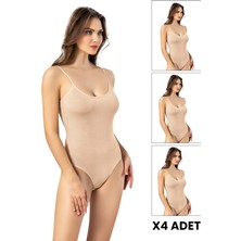 Eviva Evivasecret 4 Adet Ip Askılı Kadın Ten Çıtçıtlı Body Zıbın - 6001-X4t