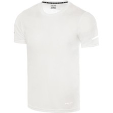 Genius Store Erkek Beyaz Nem Emici Hızlı Kuruma Teknik Performans T-Shirt Dri-Fit Kısakol