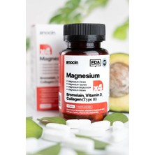 Anocin Magnezyum X4 Complex Citrate, Taurate, Bisglycinate, Malate + Bromelain + Kolajen