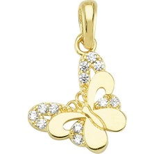 14 Ayar Kelebek Taşlı Altın Kolye Ucu 0,61 gr