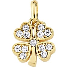 14 Ayar Altın Taşlı Yonca Kolye Ucu 0,97 gr