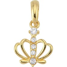 14 Ayar Taç Taşlı Altın Kolye Ucu 0,56 gr