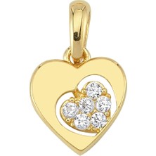 14 Ayar Kalp Taşlı Altın Kolye Ucu 0,77 gr