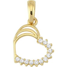 14 Ayar Taşlı Kalp Altın Kolye Ucu 0,57 gr