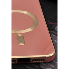 NOVKA Phone Accessories  iPhone 12 Uyumlu Magsafe Özellikli Lens Korumalı Lazerli Renkli Kılıf Pudra Pembe