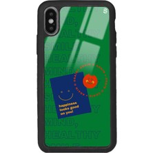 Spoyi Apple iPhone x - Xs Happy Green Tasarımlı Glossy Telefon Kılıfı