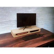 Troya Wood Ahşap Monitör Yükseltici - Monitör Standı - Raflı Monitör Sehpası