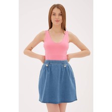 Fashion Friends Regular Fit Yuvarlak Yaka Kalın Askılı Örme Atlet Bayan Atlet 24Y0535K1