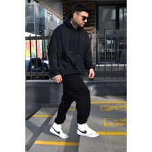 Yakamel Erkek 3 Iplik Oversize Kapşonlu Eşofman Takımı