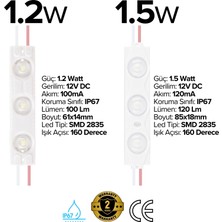 Amber LED Mercekli Modül LED 1.5 Watt 12V Tabela, Vitrin, Akvaryum, Tezgah, Makyaj Aynası Aydınlatma Için…