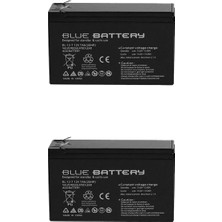 Blue Battery 2 Adet Blue Battery 12V 7AH Bakımsız Kuru Akü 2024 Haziran Üretim 12 Volt 7 Amper