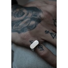 CAPO By Aytaç Yamaç Geometrik Serçe Parmak Mühür Ayarlanabilir Eskitme Gümüş Kaplama Yüzük