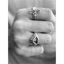 CAPO By Aytaç Yamaç Ikili Illuminati Diamond El ve Haç Figürlü Yüzük Seti