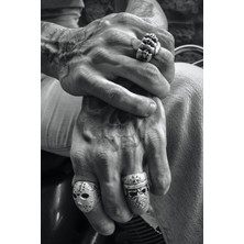 CAPO By Aytaç Yamaç 3lü Yumruk Jason Motorcu Kurukafa Ayarlanabilir Erkek Yüzük