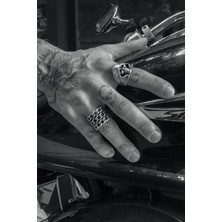 CAPO By Aytaç Yamaç Kurukafa Azrail Motorcu Zincir Modeli Ayarlanabilir Erkek Yüzük