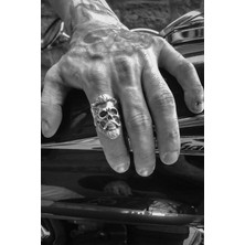 CAPO By Aytaç Yamaç Motorcu Gotik Punk Yaşlı Kurukafa Ayarlanabilir Erkek Yüzük