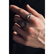 CAPO By Aytaç Yamaç Yılan Figürlü Ayarlanabilir Eskitme Gümüş Kaplama Yüzük