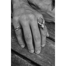 CAPO By Aytaç Yamaç Çift Başlı Yılan ve Impala Kurukafa 2'li Ayarlanabilir Yüzük Seti