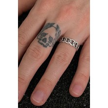 CAPO By Aytaç Yamaç Halka Zincir Ayarlanabilir Eskitme Gümüş Kaplama Yüzük