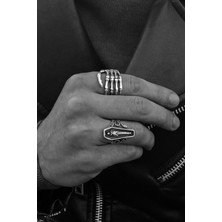 CAPO By Aytaç Yamaç Iskelet El - Dracula Tabut Ikili Eskitme Motorcu Tarzı Ayarlanabilir Yüzük Seti