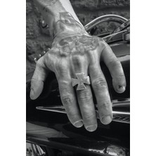 CAPO By Aytaç Yamaç Motorcu Punk Şövalye Haç Erkek Ayarlanabilir Yüzük