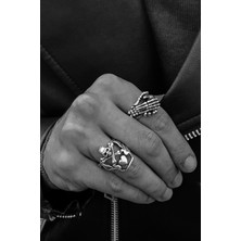 CAPO By Aytaç Yamaç Oldschool Kurukafa - Iskelet El Ikili Ayarlanabilir Eskitme Yüzük Seti