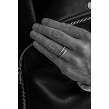 CAPO By Aytaç Yamaç Büyük Çivi Ayarlanabilir Motorcu Tarzı Eskitme Gümüş Kaplama Yüzük