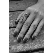 CAPO By Aytaç Yamaç Antik Yılan Figürlü Gümüş Kaplama Ayarlanabilir Yüzük