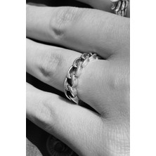 CAPO By Aytaç Yamaç Zincir Figürlü Ayarlanabilir Eskitme Gümüş Kaplama Yüzük