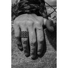 CAPO By Aytaç Yamaç Zincir Modeli Motorcu Tarzı Ayarlanabilir Erkek Yüzük