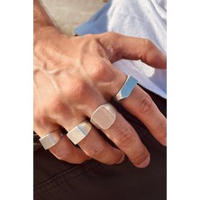 CAPO By Aytaç Yamaç Ayarlanabilir 4'lü Yüzük Seti Üstü Düz Mühür Yüzük Koleksiyon