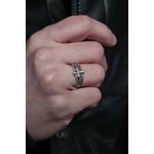 CAPO By Aytaç Yamaç Kanatlı Haç Modeli Ayarlanabilir Gümüş Kaplama Yüzük