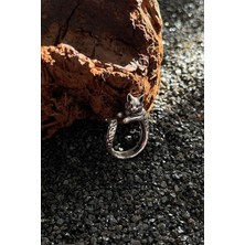 CAPO By Aytaç Yamaç Kedi Figürlü Ayarlanabilir Eskitme Gümüş Kaplama Yüzük