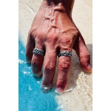 CAPO By Aytaç Yamaç Hasır Örgü ve Antik Burgu 2'li Ayarlanabilir Yüzük Seti