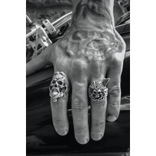 CAPO By Aytaç Yamaç Korsan Kurukafa Ayarlanabilir 2'li Erkek Yüzük Seti