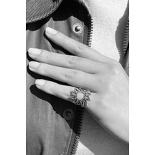 CAPO By Aytaç Yamaç Antik Güneş Figürlü Ayarlanabilir Eskitme Gümüş Kaplama Yüzük