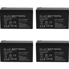 Blue Battery 4 Adet Blue Battery 12V 7AH Bakımsız Kuru Akü 2024 Haziran Üretim 12 Volt 7 Amper4