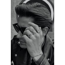 CAPO By Aytaç Yamaç Denizci Tarzı Çapa Halat 2'li Ayarlanabilir Gümüş Kaplama Yüzük Seti