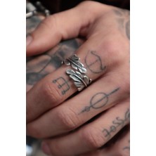 CAPO By Aytaç Yamaç Boho Tüy Modeli Ayarlanabilir Gümüş Kaplama Yüzük