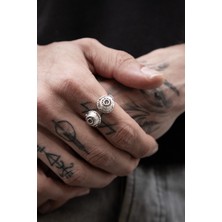 CAPO By Aytaç Yamaç Kulaklık Figürlü Ayarlanabilir Eskitme Gümüş Kaplama Yüzük