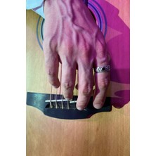 CAPO By Aytaç Yamaç Siyah Mineli Boho Ayarlanabilir Eskitme Gümüş Kaplama Yüzük