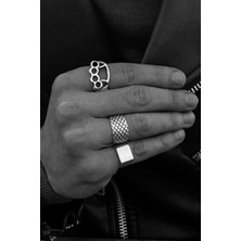 CAPO By Aytaç Yamaç Punch-Yılan Sırtı-Kare Mühür 3lü Motorcu Tarzı Ayarlanabilir Yüzük Seti