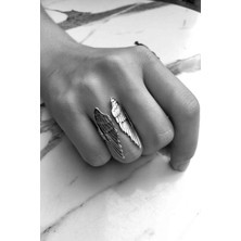 CAPO By Aytaç Yamaç Melek Kanadı Figürlü Gümüş Kaplama Ayarlanabilir Yüzük