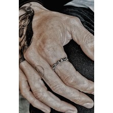 CAPO By Aytaç Yamaç Minimal Kurukafa Ayarlanabilir Eskitme Gümüş Kaplama Yüzük