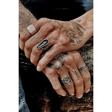 CAPO By Aytaç Yamaç Ayarlanabilir 4'lü Yüzük Seti Oldschool Kalp Kare Mühür Tabut Tüy