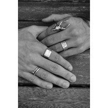 CAPO By Aytaç Yamaç Çivi-Kare Mühür-Çivi Yazılı-Kurukafa Impala Dörtlü Ayarlanabilir Yüzük Seti