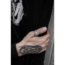 CAPO By Aytaç Yamaç Oldschool Compass Ring Oldschool Pusula Ayarlanabilir Eskitme Gümüş Kaplama Yüzük