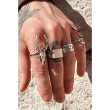 CAPO By Aytaç Yamaç Çivi-Kare Mühür-Yılan-Impala Kurukafa Dörtlü Ayarlanabilir Yüzük Seti