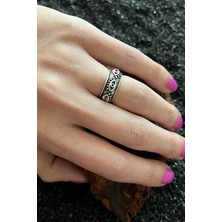 CAPO By Aytaç Yamaç Göz Figürlü Ayarlanabilir Eskitme Gümüş Kaplama Yüzük