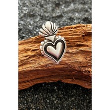 CAPO By Aytaç Yamaç Sacred Heart Kalp Ayarlanabilir Eskitme Gümüş Kaplama Yüzük